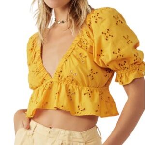 Free People Gardenia Eyelet Crop Top